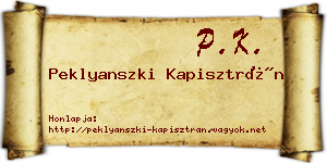 Peklyanszki Kapisztrán névjegykártya